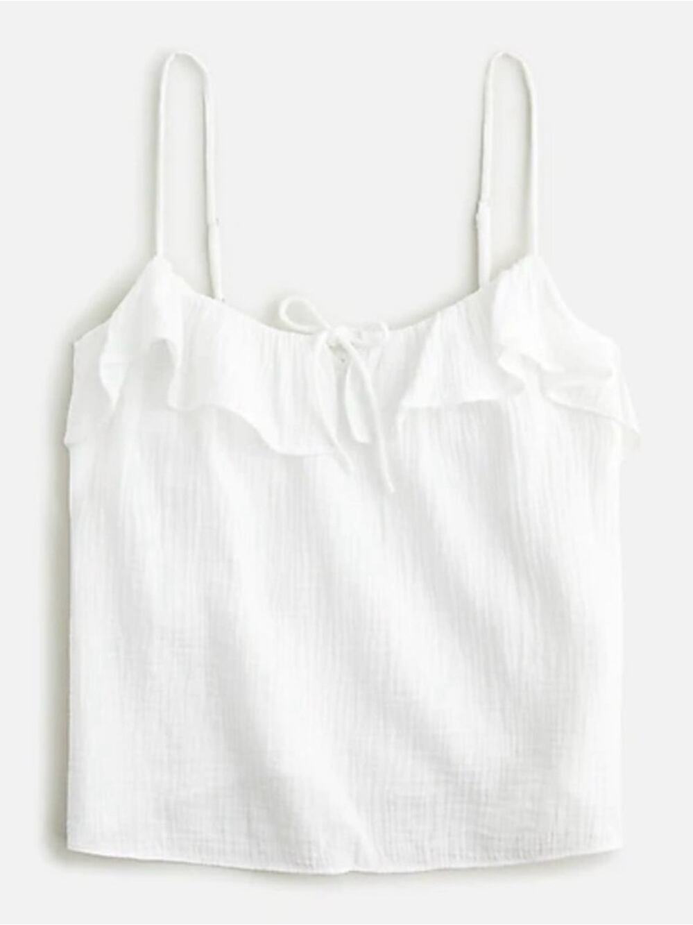 J.Crew Ruffle Gauze Camisole Tank Top White Medium Adjustable Cotton J. J Crew